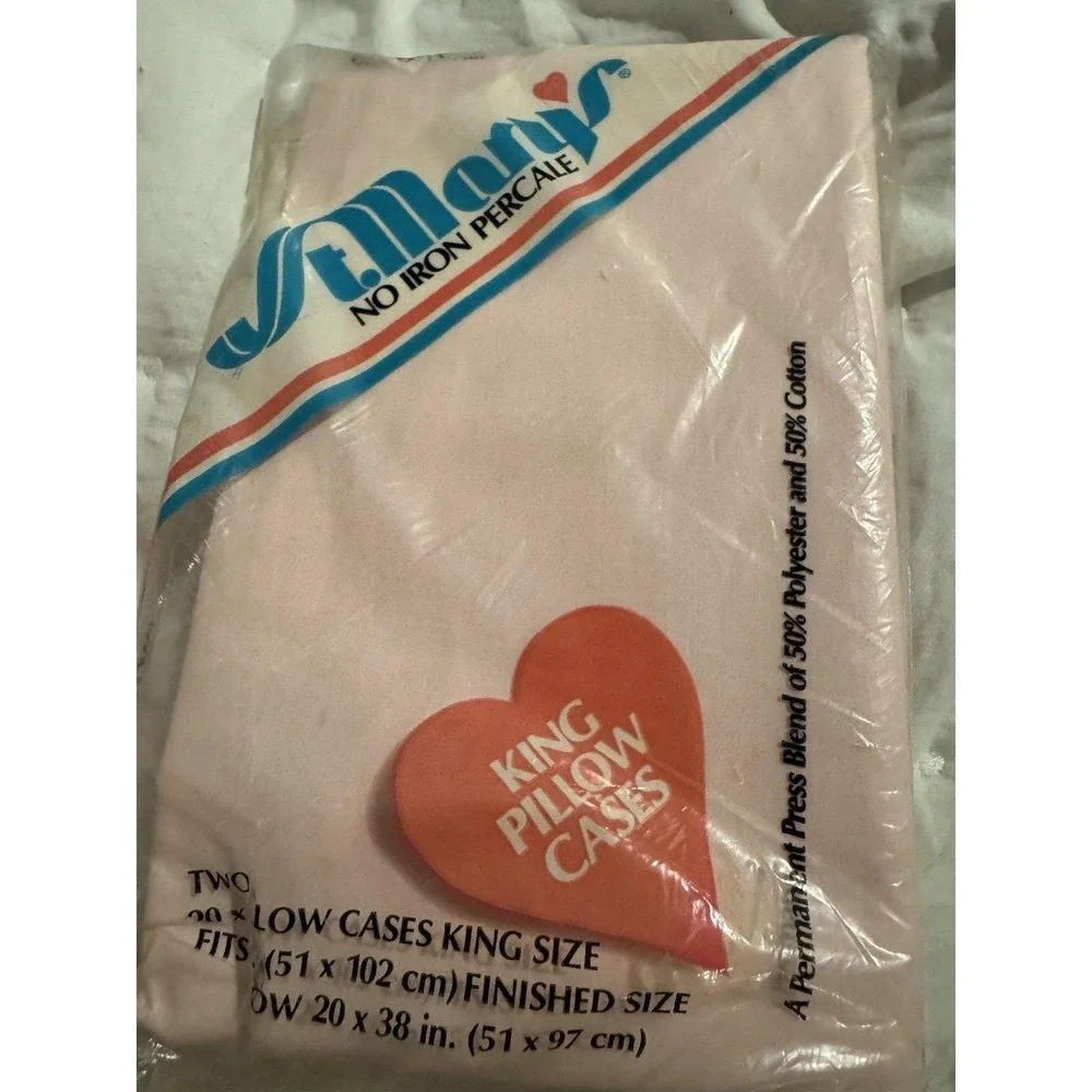 St. Mary's King PINK‎ Pillow Cases No iron Percale Pack Of 2 New In package